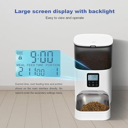 Automatic Cat Feeder, 4L Cat Food Dispenser with 10s Voice Recorder, Pet Feeder up to 8 Meals per Day, Timed Dog Feeder with Dry Food Sealed Ring