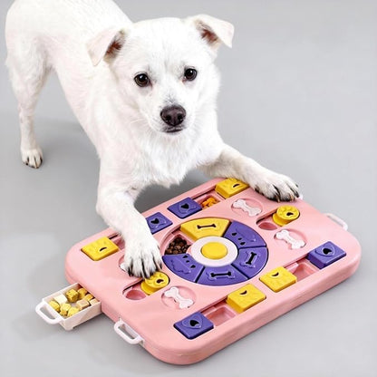 Interactive Dog Puzzle Toy & Slow Feeder, Enrichment Toy for IQ Training and Brain Stimulation, Mentally Stimulating Gift for Large, Medium, and Small Dogs (Pink)