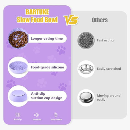 Dog Lick Bowl, Slow Feeder Dog Bowl Licking Mat for Small to Large Dogs, BPA-Free Non-Slip Silicone Slow Feeder Treat Dispenser for Anxiety Relief, Freezer & Dishwasher Safe(Purple, 8.3"x2.6")
