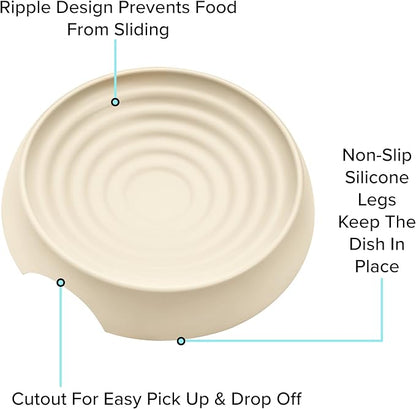 CatGuru Cat Bowls, Whisker Friendly Food Bowl for Indoor Cats, Reliefs Whisker Fatigue, Wide Kitten Dish, Non Slip Pet Dishes, Shallow Pet Plates (Sand, (Pack of 2))