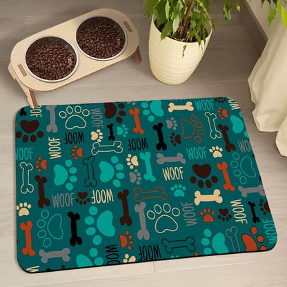 Dog Food Mats for Floors Waterproof, Pet Water Bowl Mats Pet Feeding Absorbent Placemats Green 24 * 32 inch by Zoeeya