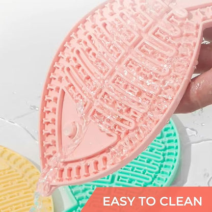 Fish-Shaped Cat Slow Feeders Lick Mat Fun Alternative to a Slow Feed Cat Bowl or Dish Perfect for Food, Treats and Anxiety Reduction (Yellow)