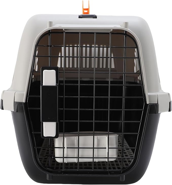 Greensen Plastic Pet Carrier, Lightweight Portable Transport Box for Dogs, Easy to Assemble 18.9x12.6x12.6in Ideal for Travel and Vet Visits (Black)
