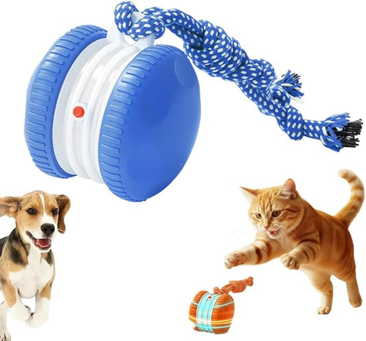 Interactive Dog Toy,2026 New Automatic Rolling Ball with Rope for Cat, Durable Dogs Rope Toy for Chewing and Playing, Dogs Ball Toy for Puppy Cats (Blue/1pcs)