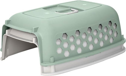 26" Plastic Portable Dog Kennel, Green – Lightweight Travel Crate for Medium Dogs Cat, Durable & Ventilated, Indoor/Outdoor Use
