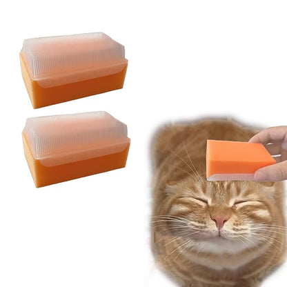 2PC Soft Cat Brush for Grooming - Gentle Cat Tongue Brush with1300+Barbed Serrations, Brushes for Sensitive Cats-Lightweight, gentle, Perfect for Daily Grooming&Enhancing Bonding (Orange)