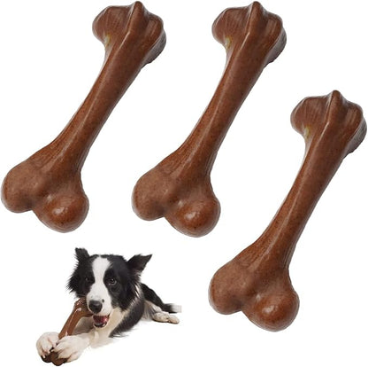 Dog Hard Chew Toys, Dog Chew Toys for Aggressive Chewers, Aggressive Chewing Dog Toys, Durable Dog Toys for Medium/Large Breed Dogs, Beef Flavor (3pcs)