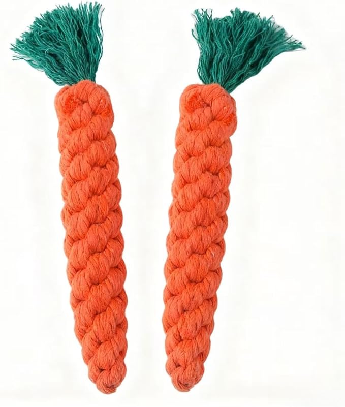 2 PCS Carrot Dog Rope Toys for Dogs, Durable Chew Toys for Aggressive Chewers, Entertainment and Interaction, Teeth Cleaning and Chewing, All-Cotton