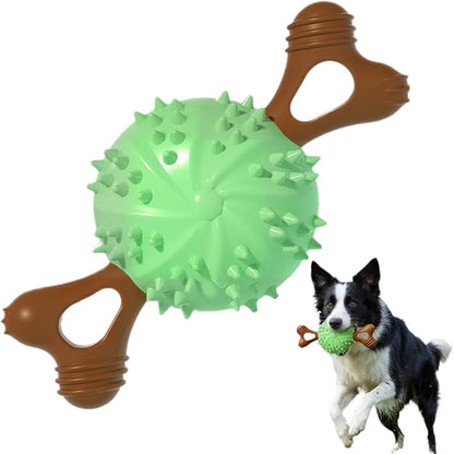 Dog Toys,Hybrid Dog Chew Toy for Aggressive Chewers, 2-in-1 Durable Wood-Plastic Bone & TPR Spike Ball, Natural Wood Scent, Integrated Safe Design for 20-100 lbs Medium Large Breeds