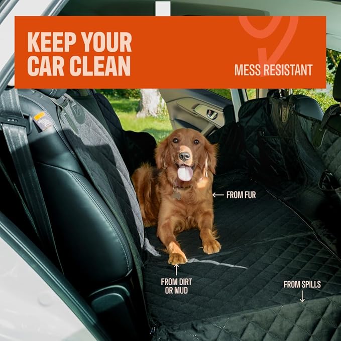 Dog Backseat Extender - Pet Car Seat Cover Hammock & Back Seat Protector | Durable Bridge Protects from Fur Dirt & Claws | Universal Fit for Cars Trucks & SUVs