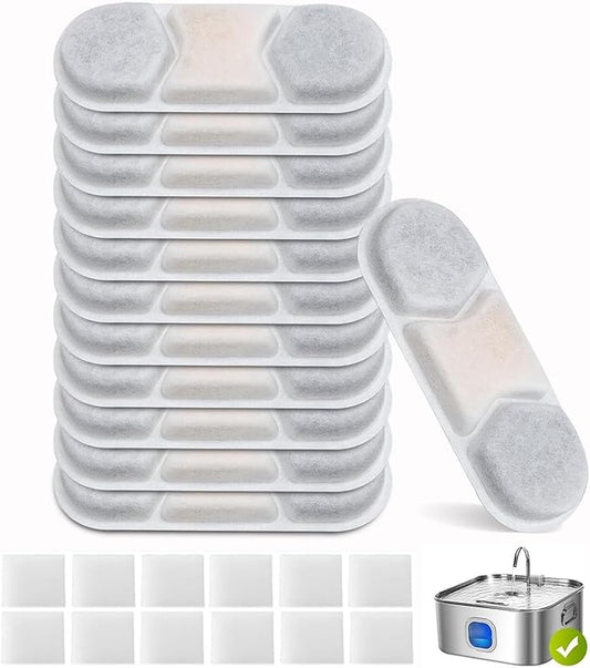 16 Pack Dog Water Fountain Filters Fit for WF120 Large Dog Water Bowl Dispenser 410oz/3.2Gal/12L Automatic Pet Fountain
