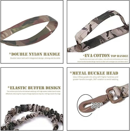 Xqpetlihai Tactical Dog Collar and Leash Set Adjustable Military Nylon Dog Collar with Control Handle and Heavy Duty Metal Buckle for Large Dogs （Camo XL