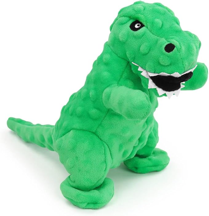 Andiker Dog Squeaky Toys, 8.66 in Plush Dogs Toy Soft Dogs Chew Toys in Dinosaur Shape for Chewing Biting Stuffed Dog Toys with a 3.93 in Squeaker and Crinkle Paper for All Puppy (Green)