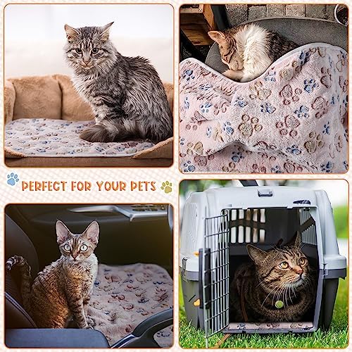 Tatuo 4 Pack Fleece Dog Blanket for Pet,Beige,41 x 30 Inch,Paw - Image 4