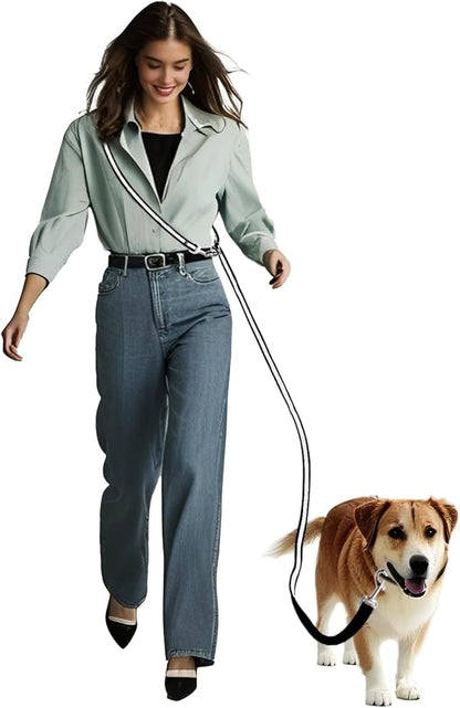 Hands Free Dog Leash, 4.2 FT-9 FT Multifunctional Crossbody Waist Leash for Dogs Walking Reflective Heavy Duty Running Dog Leashs for Medium and Large Dogs Walking,Jogging,Running,Training