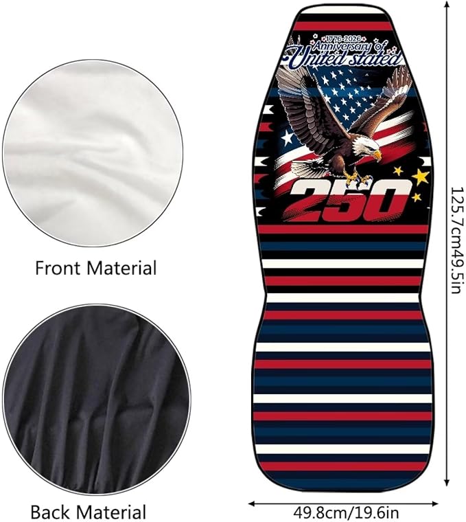 250th Eagle Flag Car Seat Covers Universal Bucket Seat Cover Waterproof Anti-Slip Automotive Accessories Suitable for Cars, SUV and Trucks