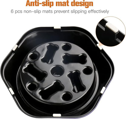 UPSKY Slow Feeder Dog Puzzle Bowl, Interactive Bloat Stop Non-Slide Lick Treat Bowl for Small Medium Dogs (Black)