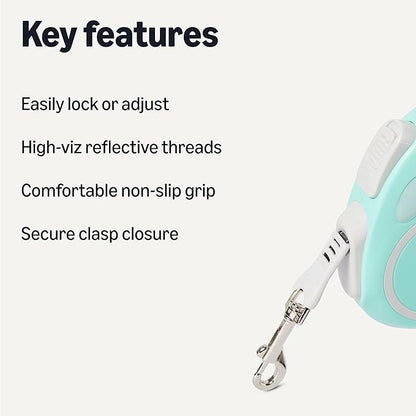Amazon Basics Retractable Dog Leash with Quick-Lock Function and Non-Slip Grip, M