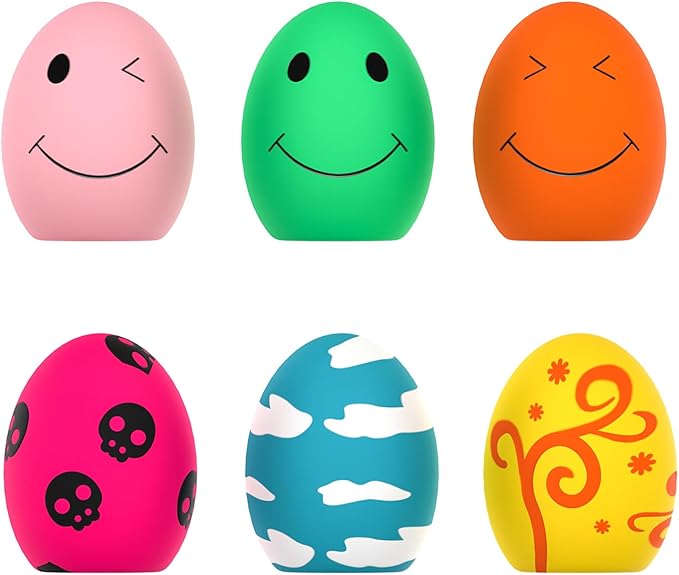 SCHITEC Squeaky Dog Toys, [6 Pack] Puppy Toy Soft Bouncing Egg Balls with Squeaker, Interactive Latex Rubber Pet Ball for Puppies Small Breed