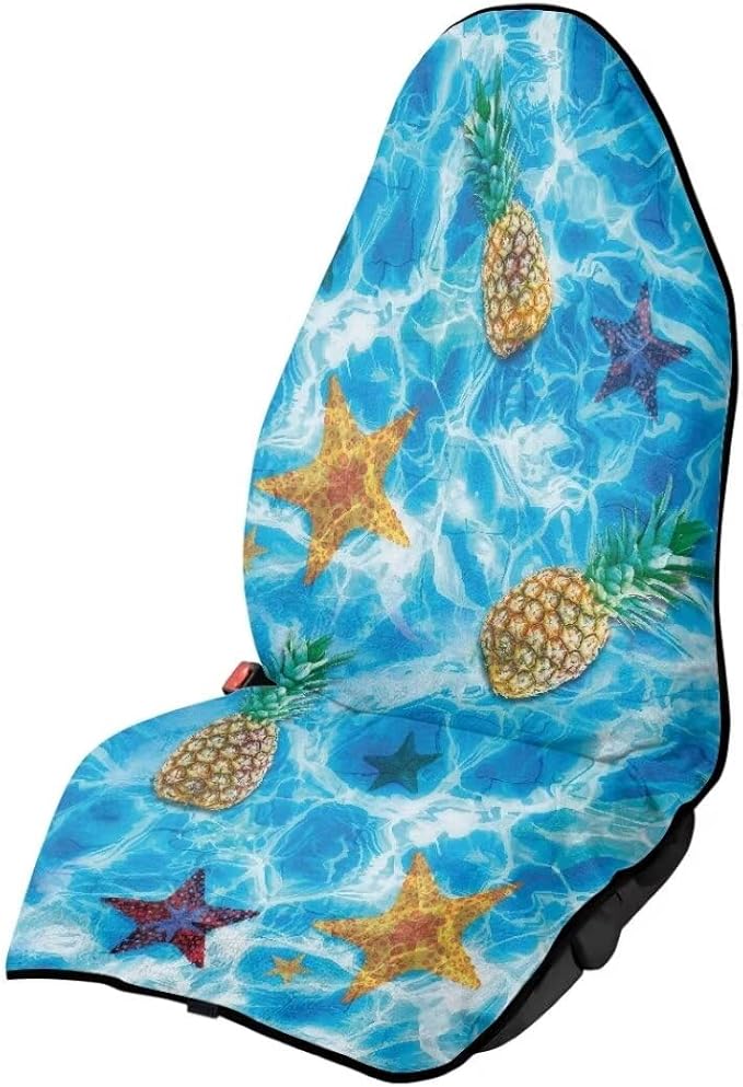 Coldinair Ocean Starfish Towel Waterproof Sweat Beach Seat Cover Pineapple Universal for Car Truck SUV Seat for Dog or Workout,Non-Slip and Easy to Install