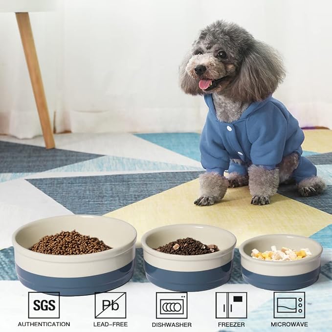 Sweejar Ceramic Dog Bowls, Dog Food Dish for Large Dogs and Cat, Heavy Duty Porcelain Pet Bowl for Canned Food and Water 78 Fl Oz （Fog Blue）