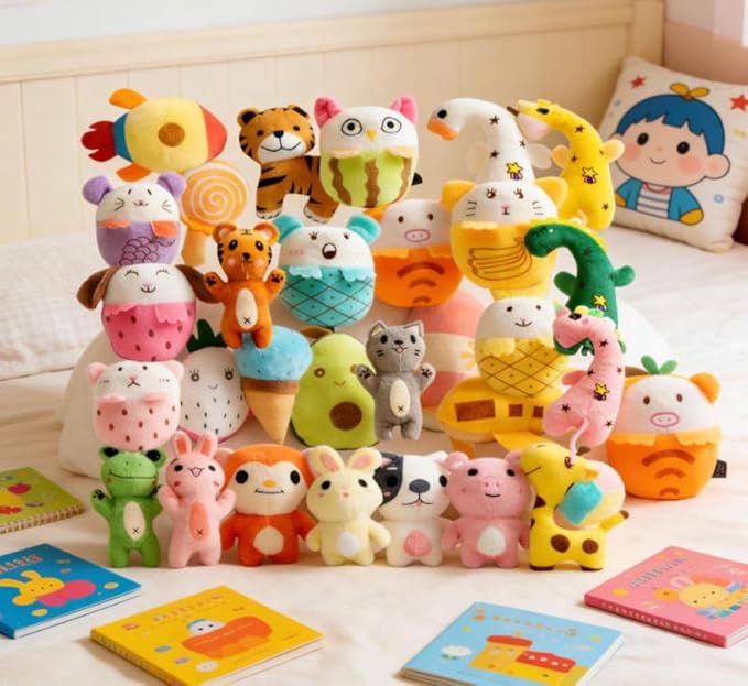 30 Pcs Dog Squeaky Toys, Cute Plush Small Dog Toys with Squeakers,Interactive Puppy Chew Toys for Small Medium Dogs Teething