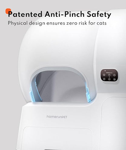 Homerunpet Self Cleaning Litter Box Set - 106L Ultra Large Automatic Cat Litter Box with Physical Anti-Pinch Safety, Auto Refill & One-Click Litter Replacement, App Control for Multi-Cat Homes