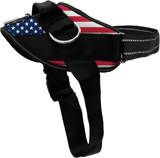 ShawnCo Essential Dog Harness, No-Pull Pet Vest with 3 Leash Clips, No Choke, Reflective, Adjustable and Padded, for Easy Walking and Training for Small, Medium and Large Dogs (Stars and Stripes, M)