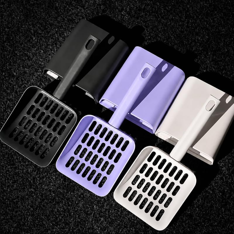 Cat Pooper Scooper, 2 in 1 Cat Litter Scoop with Holder Stand Cat Accessories Cat Supplies Kitty Litter Scoop Heavy Duty and Easy Clean Purple - Image 7