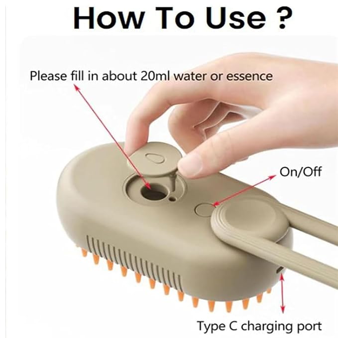 Cat Brush, 4 in 1 Self Cleaning Silicone Cat Steam Brush Quick & Easy Pet Hair Remover Comb for Shedding, Massage, Cleaning, 360° Rotating Pet Steam Brushs for Cats Dogs (White)
