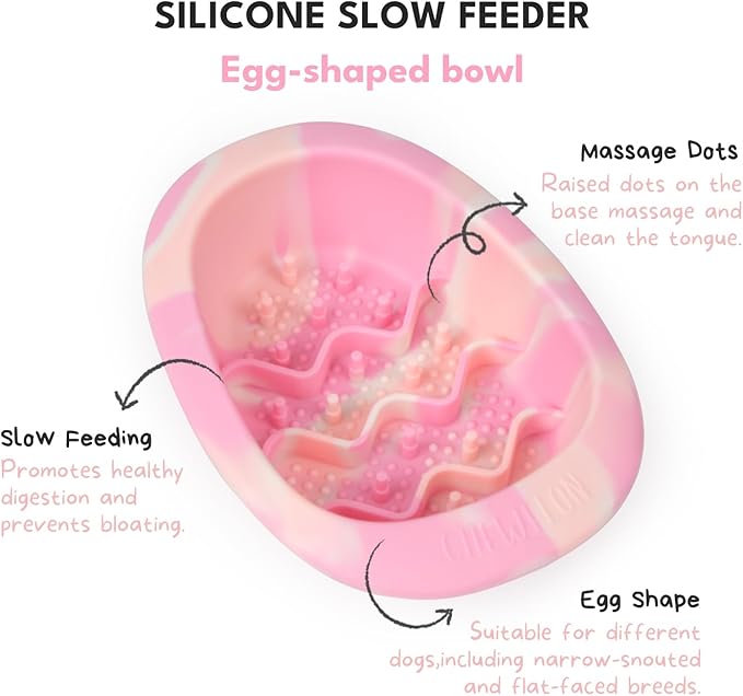 CHEWFFON Easter Dog & Cat Lick Mat Bowls, BPA-Free Silicone Slow Feeder Bowl with Suction Cups, Non Slip Pet Food Bowl Reduces Boredom and Anxiety, Dishwasher Safe, Cotton Candy Small