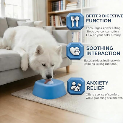 Slow Feed Liquid Dog Bowl, Dog Licking Bowl, Anti-Slip Entertained Lick Ball for Large Medium Small Dogs Wet Food, Water & Treats Dogs Anxiety Relief, Boredom and Post-Op Care (Blue)