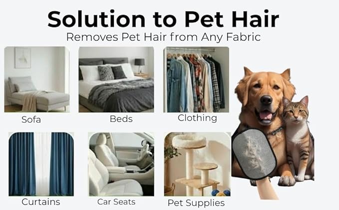Pet Grooming Gloves with 2 Knot Remover Combs – Static Hair Removal, Deshedding & Cleaning Gloves for Dogs & Cats – Reusable, Eco-Friendly, 5-Finger Design