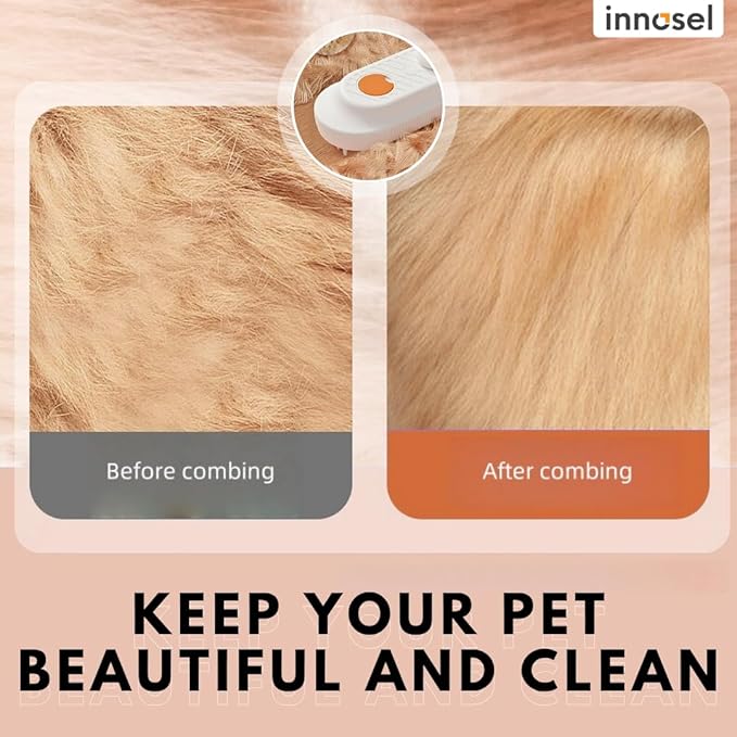 Cat Steam Brush for Shedding, 4-in-1 Rechargeable Pet Grooming Brush for Cats & Dogs, Anti-Static, Massage, Cleaning & Combing with Gentle Steam, Removes Loose Hair & Tangles (White)