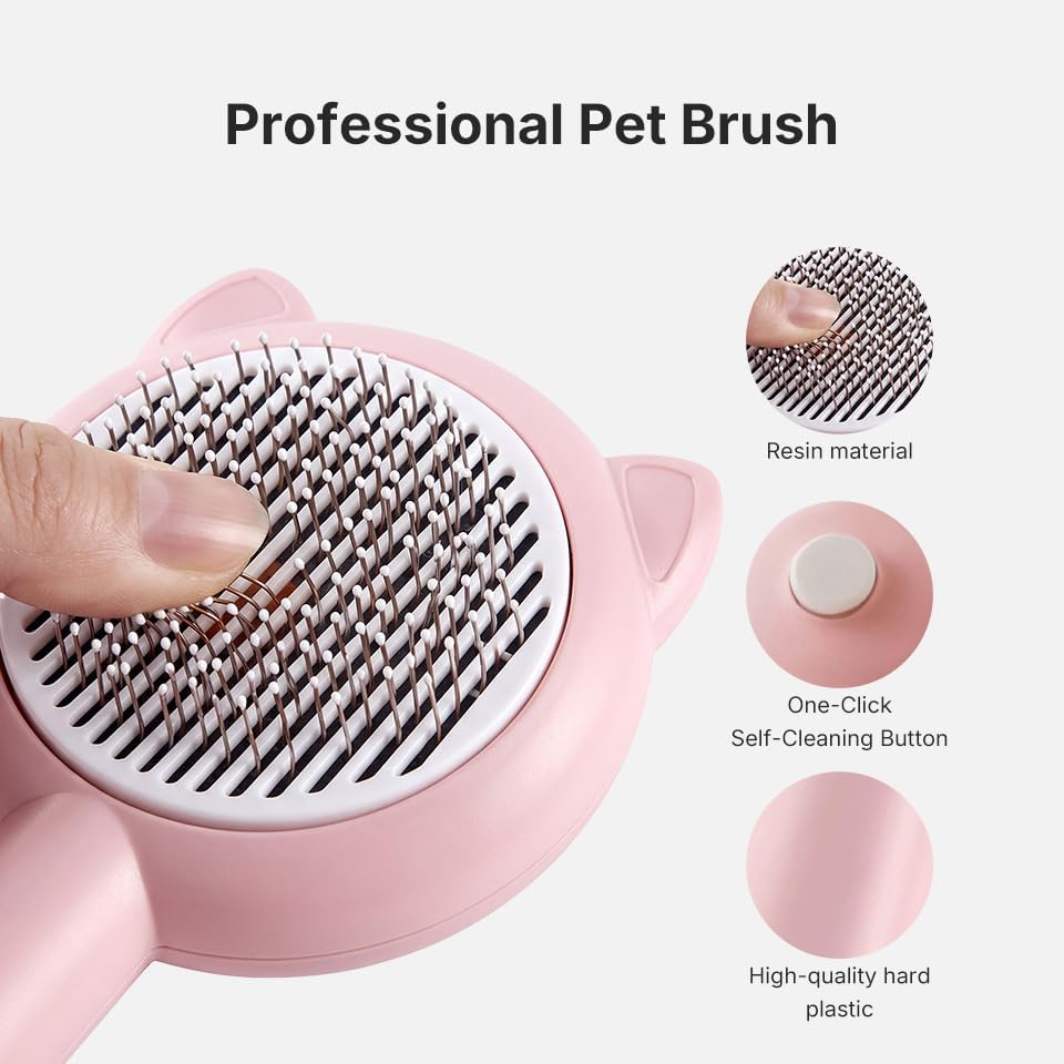 Cat Brush Dog Brush, Self Cleaning Slicker Brush, Suitable for Shedding & Haired Pets, Shedding Hair Removal Tool for Indoor Cats and Dogs, Easy to Clean - Image 6