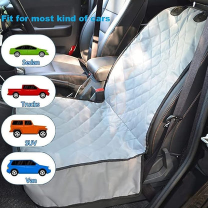 Front Pet Seat Cover Protector for Dogs Cats Car Nonslip Scratchproof Waterproof Washable Pets Front Seats Covers for Cars Trucks SUVs Vans (Grey)