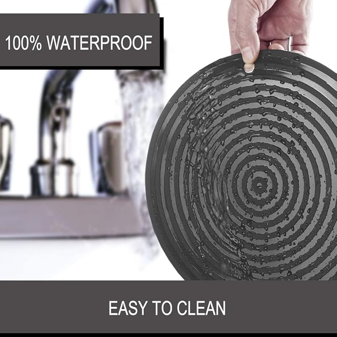 2 Pack Silicone Pet Food Mat, Small Rubber Mat for Dog Bowl, Cat Food Mat, Cat Bowl Mat Placemat Prevent for Food and Water Overflow, 9.5"x9.5"