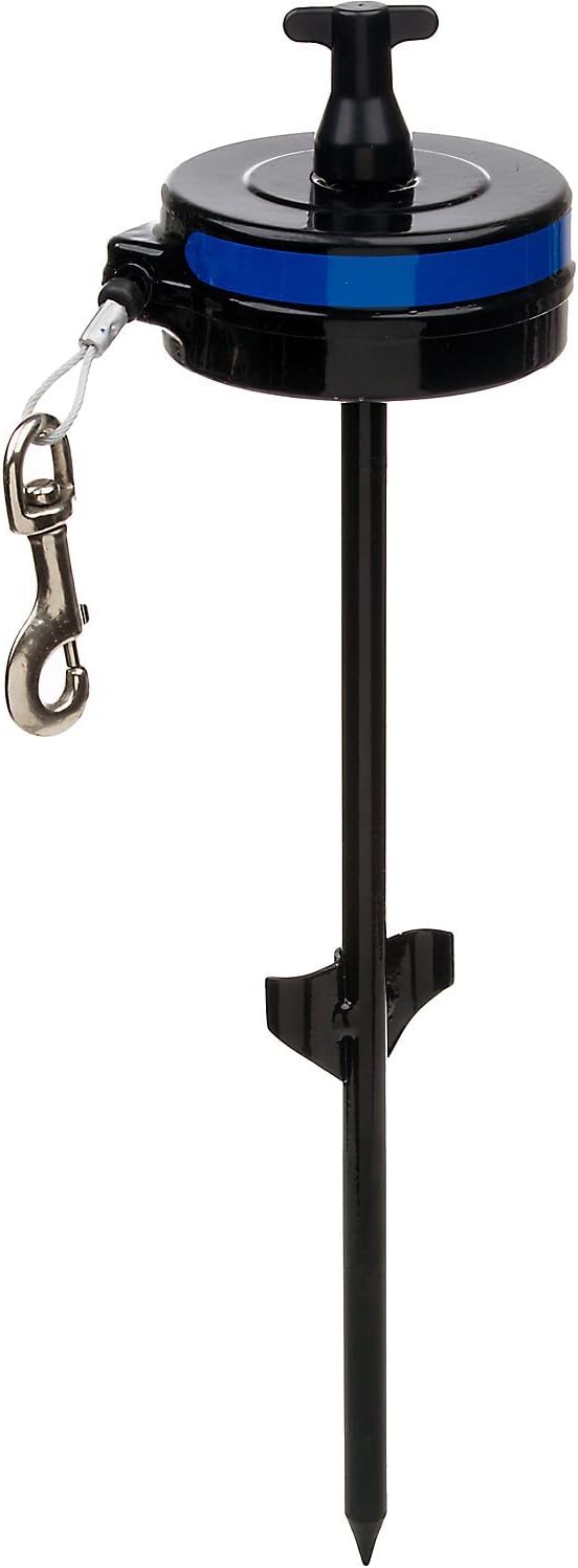 Lixit Bracket Mount and Stake Retractable Leash Tie Outs for Dogs (Stake, Medium)