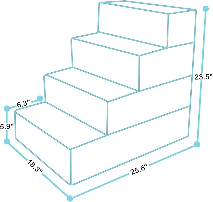 4-Tier Pet Foam Stairs for Tall Beds and Couches, for Small to Medium Pets, Gray