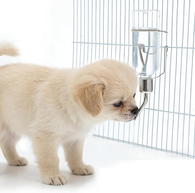Baluue Dog Water Dispenser No-Drip Pet Water Bottle for Cage Crate 180ml /6Oz Hanging Small Bottle for Cage Crate Raised and Lowered Waterfeeding for Dogs and Small Pets