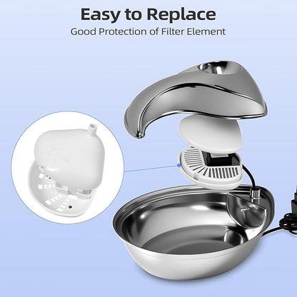 Cat and Dog Water Fountain Filters - Housing Replacement, Compatible with Stainless Steel Pet Water Fountains, Easy-Clean, Durable & Rust-Resistant (Fits L Filters)