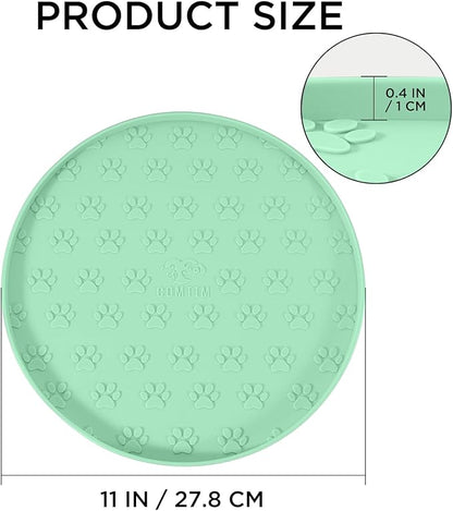 Comtim Waterproof Dog Food Mat - 2 Pack Silicone Pet Food Mat Dog Food Bowl Mats Cat Water Mats Eating Tray, Non-Slip Pet Placemat with Lip for Messy Drinkers to Protect Floor,Mocha Green 11"
