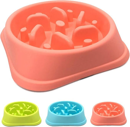 WenYing Slow Feeder Puzzle Dog Bowls, Interactive Bloat Stop Bowl, Food Water Fun Feeding, Non-Slip Anti Choke Healthy Diet, Pink