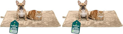 Furhaven ThermaNAP Self-Warming Cat Bed for Indoor Cats & Large/Medium Dogs, Washable & Reflects Body Heat - Quilted Faux Fur Reflective Bed Mat - Cream, Large (Pack of 2)