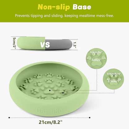 Dog Lick Bowl, Slow Feeder Dog Bowl Licking Mat for Small to Large Dogs, BPA-Free Non-Slip Silicone Slow Feeder Treat Dispenser for Anxiety Relief, Freezer & Dishwasher Safe (Green, 8.2"×2")
