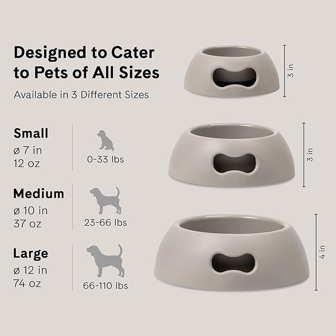 United Pets Pappy Dog Bowl for Dogs and Cats | BPA Free Premium Water and Food Pet Bowls Feeder for Medium Size Pets | Eco Friendly & Pet Safe Food Grade Materials | Made in Italy | Taupe -36 Oz