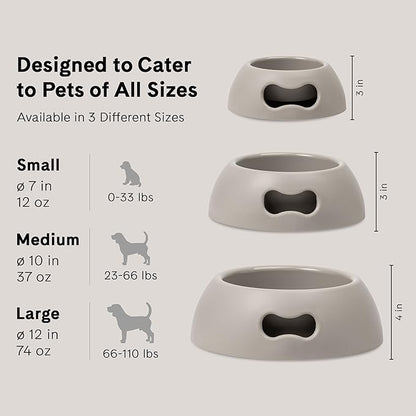 United Pets Pappy Dog Bowl for Dogs and Cats | BPA Free Premium Water and Food Pet Bowls Feeder for Medium Size Pets | Eco Friendly & Pet Safe Food Grade Materials | Made in Italy | Taupe -36 Oz