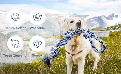 Dog Rope Toys for Large & Medium Dogs – 3 Pack Heavy Duty Chew Toys for Aggressive Chewers, Durable Tug-of-War Ropes, 100% Cotton Dog Toys for Training & Teeth Cleaning