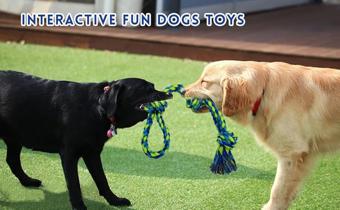 Dog Rope Toys for Large & Medium Dogs – 3 Pack Heavy Duty Chew Toys for Aggressive Chewers, Durable Tug-of-War Ropes, 100% Cotton Dog Toys for Training & Teeth Cleaning