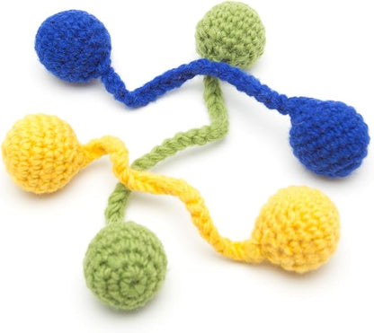Glaciart One Catnip Wool Balls - Hanging Cat Toys for Indoor, 100% Natural Wool - Hanging or Sliding, Interactive Kitten Toy for Door Handles, Wall Hooks, Gift for Cats - Set of 3
